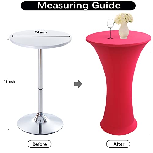 Image of Cocktail Table Covers - 2 Pack 24 inchx43 inch Fitted Highboy Table Cloth - Magenta