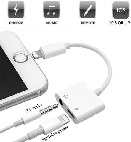 Adapter for iPhone 7, Going Lightning to 3.5 mm aux Adapter headphone Jack for iPhone 8, 2 in 1 Lightning adapter for iPhone, Support IOS 11 (01)