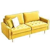 ✔ 【Materiales De Alta Calidad】: El sofá está hecho de terciopelo de alta calidad, almohadas suaves y almohadas desmontables para garantizar la máxima comodidad y una experiencia de asiento lujosa.