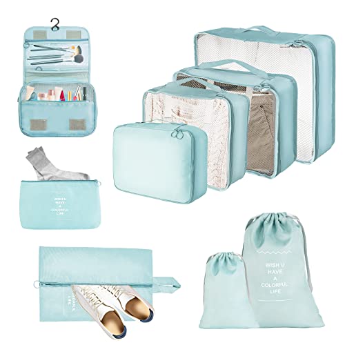 JOPHEK Reise Koffer Organizer Set 9-Teilige Packing Cubes, Multifunktionale...