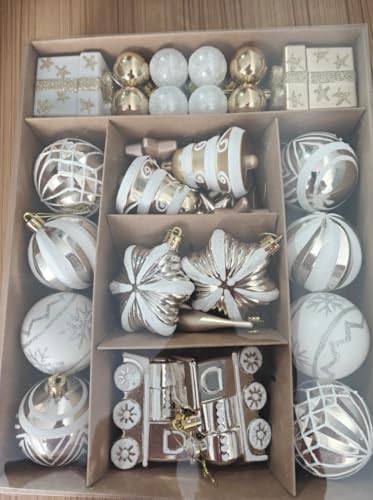 クリスマス ボール オーナメント セット SVNVIOZ 北欧風 6㎝ ゴールド ホワイト ボール クリスマスツリー 飾り 豪華 多種類 おしゃれ デコレーション