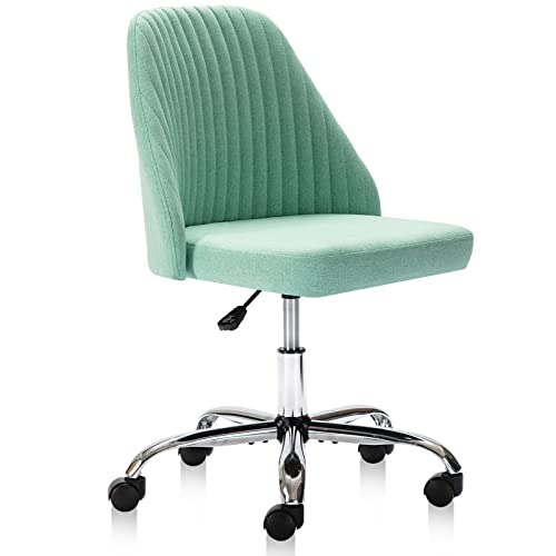 Armless Office Chair Cute Desk Chair, Modern Fabric Home Office Desk Chairs With Wheels Adjustable Swivel Task Computer Vanity Chair For Small Spaces #TOP21