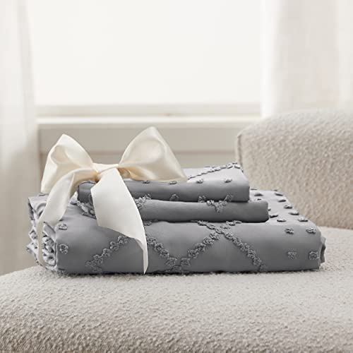 Bedsure Boho Duvet Cover King Size - Grey Breathable & Soft Boho Bedding, Machine Washable Comforter Cover for All Seasons, Includes 1 Duvet Cover 104"x90" with 2 Pillow Shams & Zipper Closure