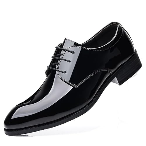 Men's Dress Shoes Faux Patent Leather Oxford Dress Shoes, Leather Formal Business Oxford Shoes Fashion Breathable Prom Business Wedding Dress Shoes