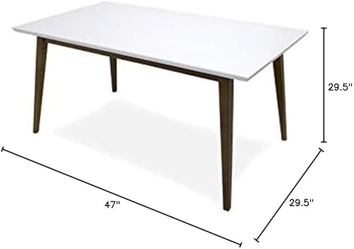 Miniatura 3 de Allora Mesa de comedor rectangular de madera moderna de mediados de siglo para cocina, comedor en nogal y blanco de 47 pulgadas