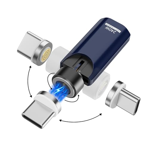 240W Fast Charging USB C Magnetic Adapter, 9 Pin Rotating 360 & 180 Degree Magnetic USB Type C Right...