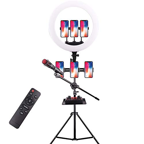 Ringlicht mit Fernbedienung, 16 Zoll/45 cm Ringleuchte für Smartphone/Kamera/Tablet, Ringlicht mit Stativ für Live-Streaming, Videoaufnahme,