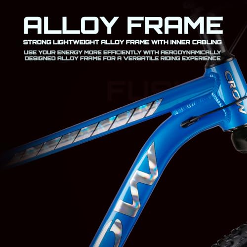 Image of CROW Youth - Fusion 21 Speed | 6061 Light Weight Alloy Frame | 21 Speed Gear Cycle | Lockout Front Suspension | 29 inch INCH MTB | Disc Brake | Ideal for 15+ Years with 5.8FT +, Blue