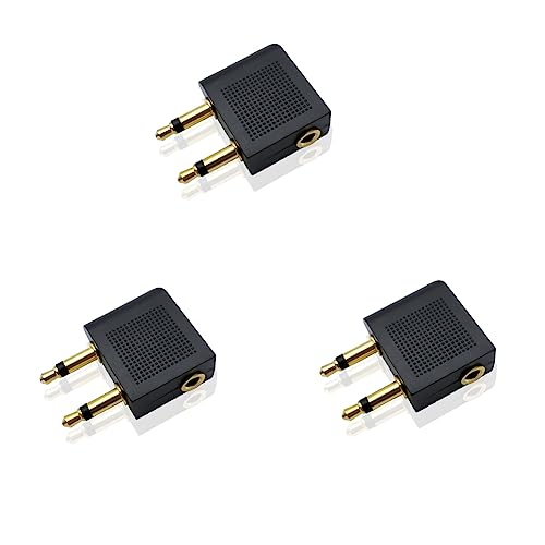 iYueMps Airplane Flight Adapters for Headphones/Earphones Conversion Plug Gold Plated Adapter Aircraft Audio Sockets(3pcs)