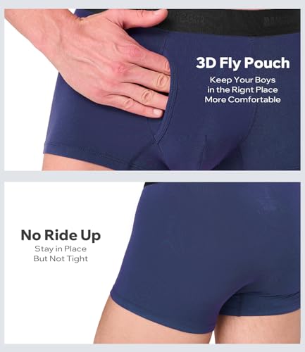 Men's Bamboo Underwear 4-Pack - Ultra Soft, Anti-Roll Waistband, Tagless Trunks3