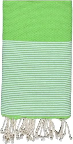 KGS Fouta de Plage Nid d’Abeille 100% Coton Grande Taille - Douceur et Confort – 100x200cm (Vert)