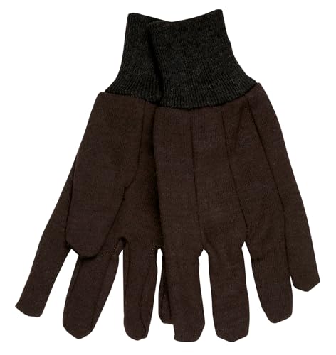 MCR Safety 7100 Jersey Cotton/Polyester Clute Patterns Men's Gloves with Jersey Knit Wrist, Brown, Large, 1 Pair
