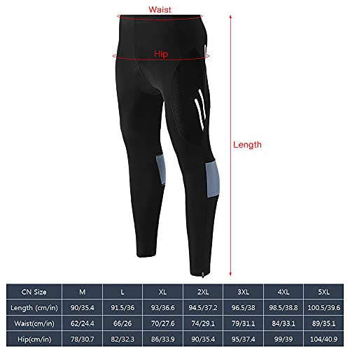 Tomshin Calças de ciclismo masculinas 4D acolchoadas calças compridas de compressão para bicicletas