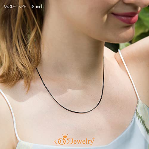555Jewelry 1.2Mm Stainless Steel Snake Chain Necklace For Men & Women, Stainless Steel Necklace For Men, Classic Necklace For Women, Simple Thin Delicate Chain Necklace, Black, 20 Inch #TOP3