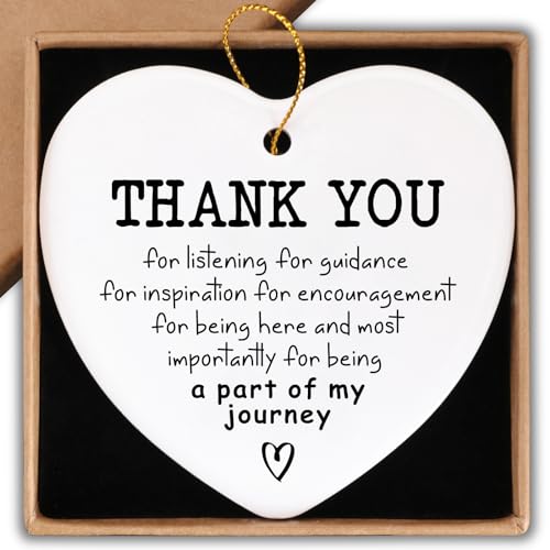 Piuzmnsiy Ornament Heart Keepsake Sign Thank You Gift for Women Men Coworker Boss Friend 2.75"H x 3"W Ceramic