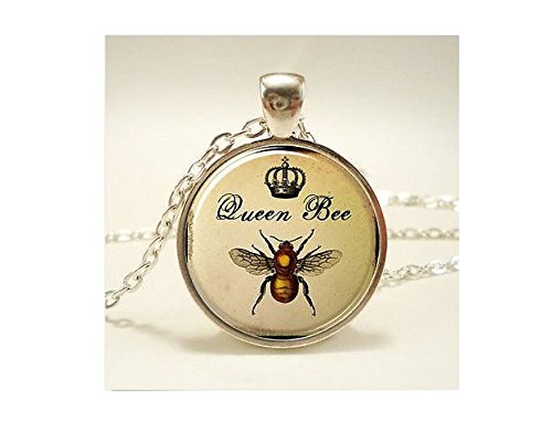 cutefQueen Bee Necklace, Royal Crown Insect Art Pendant, Bee Jewelry