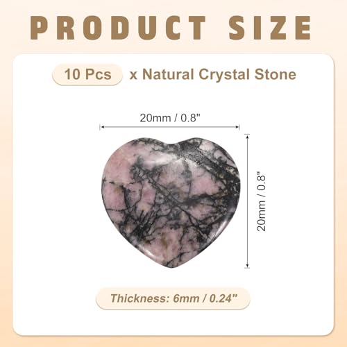 Piedras de la preocupación grabadas de rodonita natural, juego de 10 cristales de amor 3