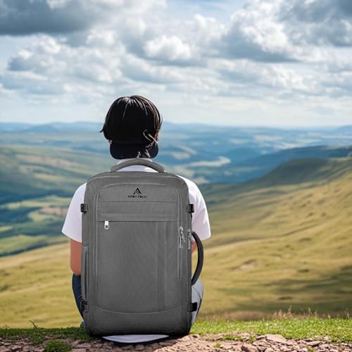 Image of 55L Travel Laptop Backpack for Men, Extra Large Backpack, Big Capacity Carry On Backpack, 18 Inch Laptop Backpack with USB Charge Port Water Resistant Luggage Computer Daypack College Bag, Grey