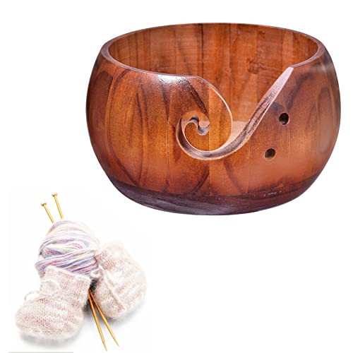 Spldsun Garnschale Holz, Wollstrick Aufbewahrungsschale, mit Fadenschlitz...