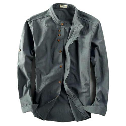 Chemise japonaise coton lin respirante homme manches longues