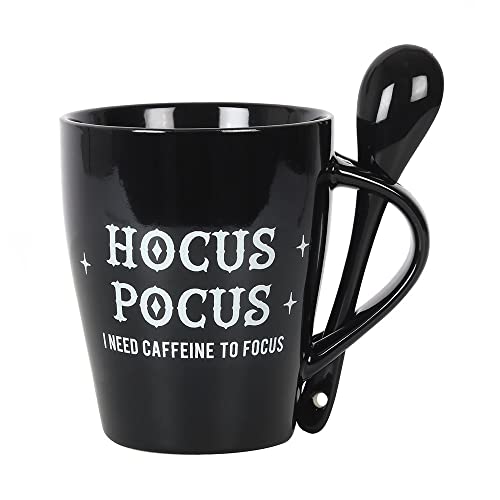 Pacific Giftware Gothic Black Hocus Pocus New Bone China Ceramic Mug and Spoon Set