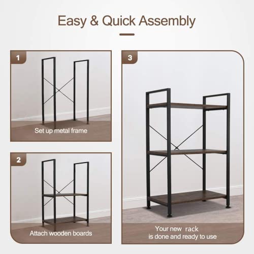 Vanspace 3 Tier Bookshelf Industrial Ladder Bookcase With Metal Frames Storage Organizer Modern Bookshelf For Bedroom, Living Room And Home Office #TOP5