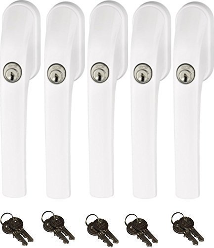 Abus FG300 abschließbarer Fenstergriff, weiß, im Set 5 Stück alle gleichschließend AL0125 mit insgesamt 10 Schlüssel