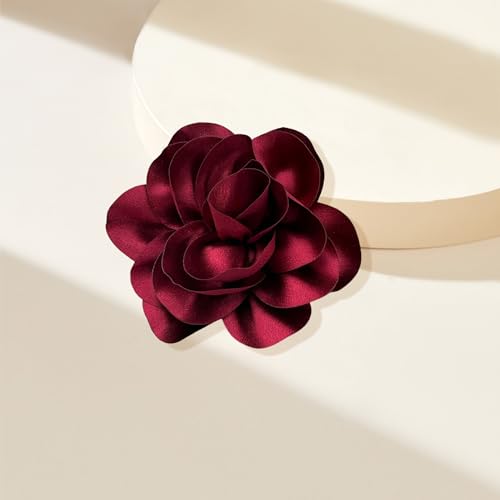 Image of Dainty Satin Fabric Flower Brooches for Women Large Rose Floral Brooch for Party Dance Wedding Banquet Elegant Camellia Fashion Brooch Pin for Women Girl 5.5inch