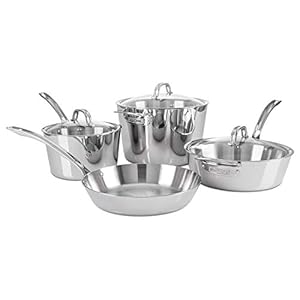 Viking Culinary Contemporary 3-Ply Stainless Steel Cookware Set, 7 Piece, Includes Glass Lids, Pots & Pans, Dishwasher, Oven Safe, Works on All Cooktops including Induction