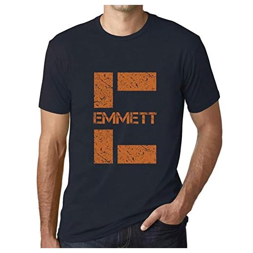 Herr vintage t-shirt grafisk t-shirt bokstav E länder och städer emmmett marinblå, Marinblått Xsp, L