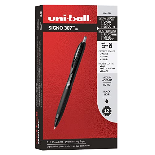 Uniball 307 0.7mm Gel 12 bolígrafos negros miniatura 1