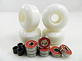 Skateboard Wheels with ABEC 7 Bearings and Spacers (White, 52mm)