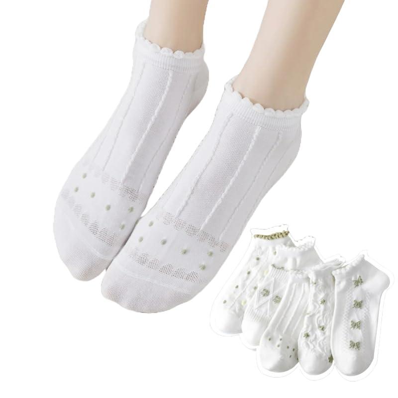 2/3/5 Cute Ruffle Socks for Women, Funny Cotton Crew Socks, Frill Ankle Socks Women (Multi-Design Multi-Pattern)-image-41