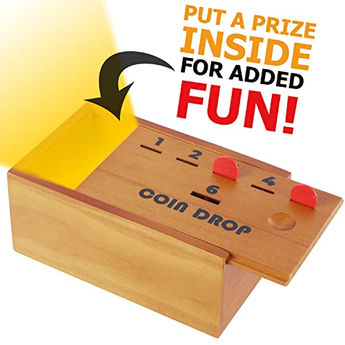 Juegoal Coin Drop Set, Pennies Dice Games For Kids And Adults, Wooden Tabletop Board Game Sets For 2-6 Player, Wood Penny Game Box Includes 48 Chips & 1 Dice, Interactive Families Toys #TOP2