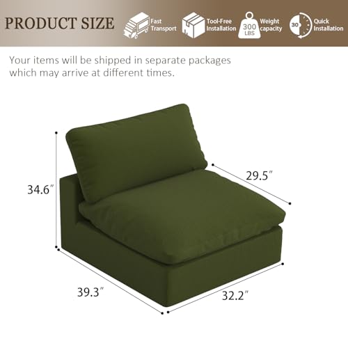 Image of Modular Sectional Sofa,Extra Comfty Deep-Seat-Filled Couch,Green Modern Couches for Living Room,Apartment,Office,Small Space