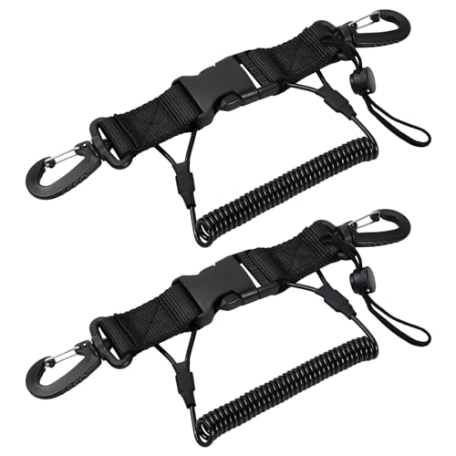 Dibotell Juego de 2 cables en espiral de buceo, cable en espiral, cámara de buceo, accesorios de buceo con mosquetón, clips de liberación rápida, ideal para buceo, esnórquel, escalada, equipo de buceo