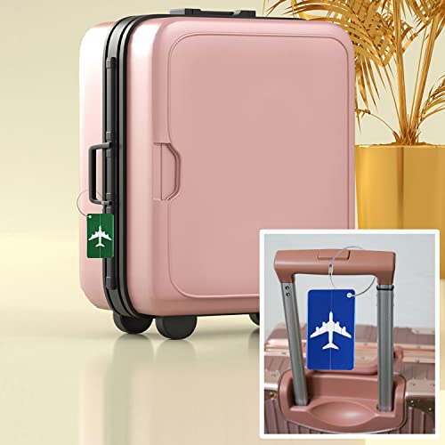 4 Stück Kofferanhänger mit Adressschild, Aluminium Gepäckanhänger 75 * 45mm Wasserdichte Koffer Beschriftung Namensschild mit Edelstahldrahtschlaufe Koffer Anhänger für Zuhause Büro Schule (4 Farben)