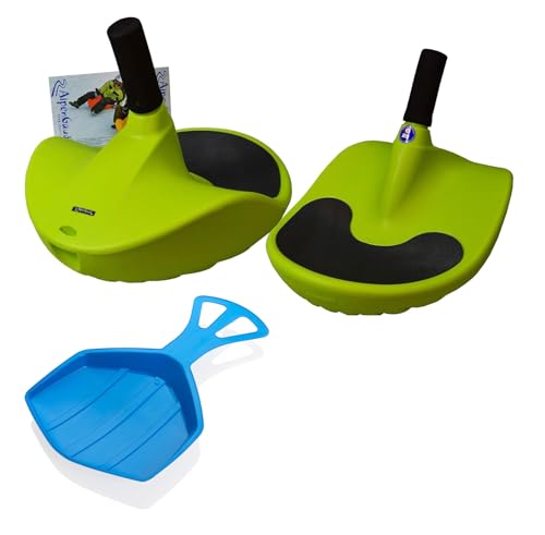 2 x Alpengaudi Zipfelbob Rodel Bob Schlitten mit Handgriff bis 100 kg (2 STK grün)