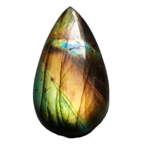 Cabochon en poire labradorite jaune véritable 42mm, gemme rare de haute qualité