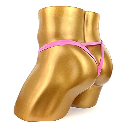 Wenmei Mens Fashion Sexy Hollow Out Double Low Brief Thong G-String Bikinis Underwear (Rose(G-String)) #TOP3