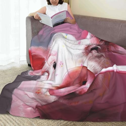 Couverture flanelle cochon rose microfibre légère et plaid de canapé