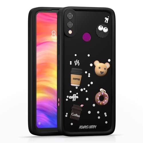 Image of Bintage Cute Fun Taddy Cartoon 3D Ball Bear Milk Donut Coffee Cup Silicon Case Full Body & Camera Protection Back Cover Compatible for Vivo Y83 PRO - Black
