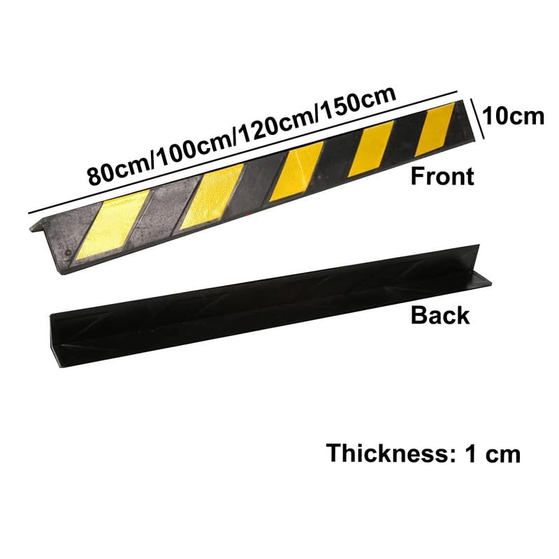 Protector de esquina de goma para protección contra colisiones, bordes de seguridad para estacionamientos y paredes industriales, 80 cm de longitud, solución de seguridad duradera y fiable