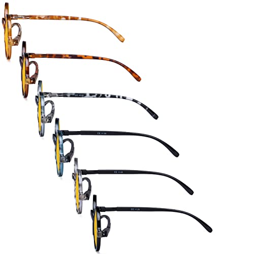 Image of Eyekepper 6 Pack Blue Light Filter Glasses Vintage Round Computer Reading Glasses Amber Tinted +0.50