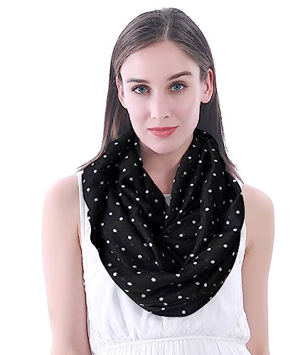 Lina & Lily Damen Loop Schal mit Punkte-Muster (Schwarz)
