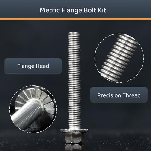 Image of M8-1.25 x 16 /20 /25 /30 /35 Flange Hex Bolt Assortment Kit, 160pcs Stainless Steel Metric Flange Head Bolts and Nuts Set.
