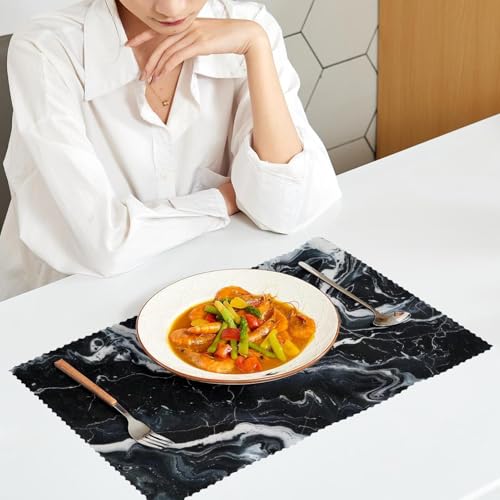 Sets de table texture marbre noir haut de gamme antidérapants pour salle - 7