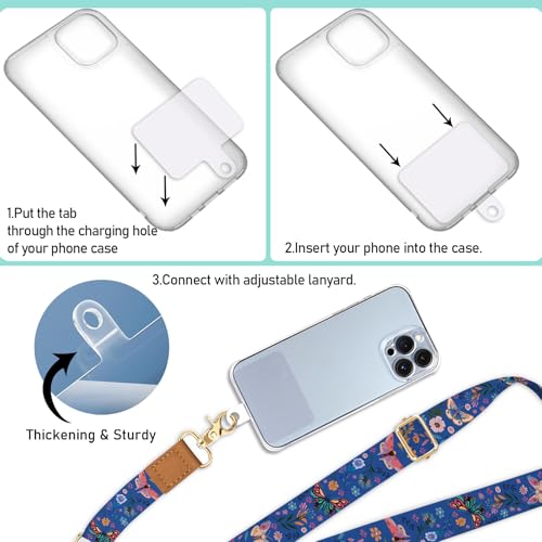 Image of Piefly Cell Phone Lanyard Crossbody Wrist Strap Adjustable for Women Floral | Travel Daily Cruise, Around the Neck, Hands-free, Universal, Fit Keys ID badge, Accessories, Compatible with Most Smartphones