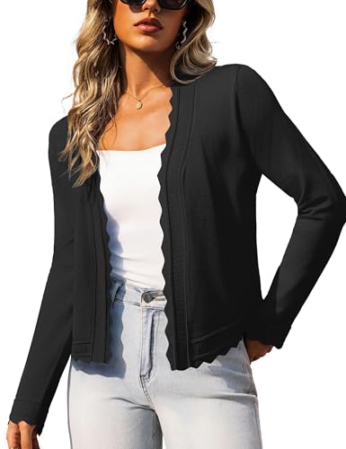 Image of OmicGot Women's Long Sleeve Cardigan Sweaters Open Front Cropped Bolero Shrugs for Dresses S-XL