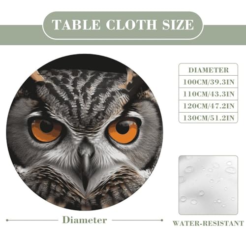 Nappe ronde élastique imperméable 130cm imprimé hibou de table
